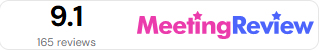 MeetingReview widget voor communicatie - rechthoek klein met reviewscore in Engels