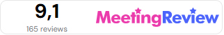 MeetingReview widget voor communicatie - rechthoek klein met reviewscore