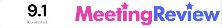 MeetingReview widget voor communicatie - rechthoek groot met reviewscore in Engels