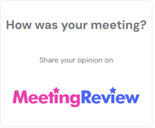 MeetingReview widget voor communicatie - vierkant zonder reviewscore in Engels