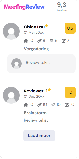 MeetingReview widget voor communicatie - rechthoek met reviews